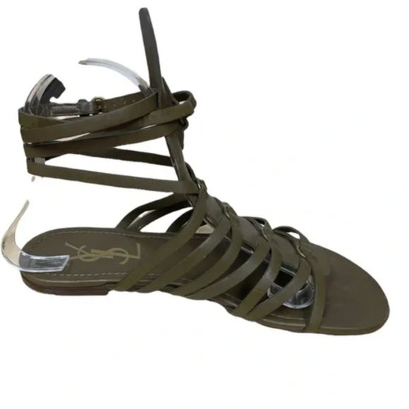 YVES SAINT LAURENT BROWN GOYA GLADIATOR SANDAL W/ BOX - Picture 3 of 8